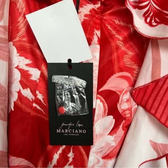 NWT Jenifer Lopez for Marciano Ruffle Long Red Floral Maxi Dress Women Size XS - Picture 8 of 11